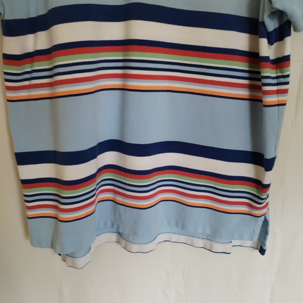 Polo Ralph Lauren Pique Polo Shirt XL Blue Horizontal Rugby Deck Stripe Y2K - Picture 3 of 8